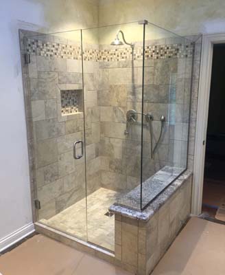 Custom Shower Surround, Custom Shower Enclosure, Glass Shower, Glass Shower Door, Shower Half Wall